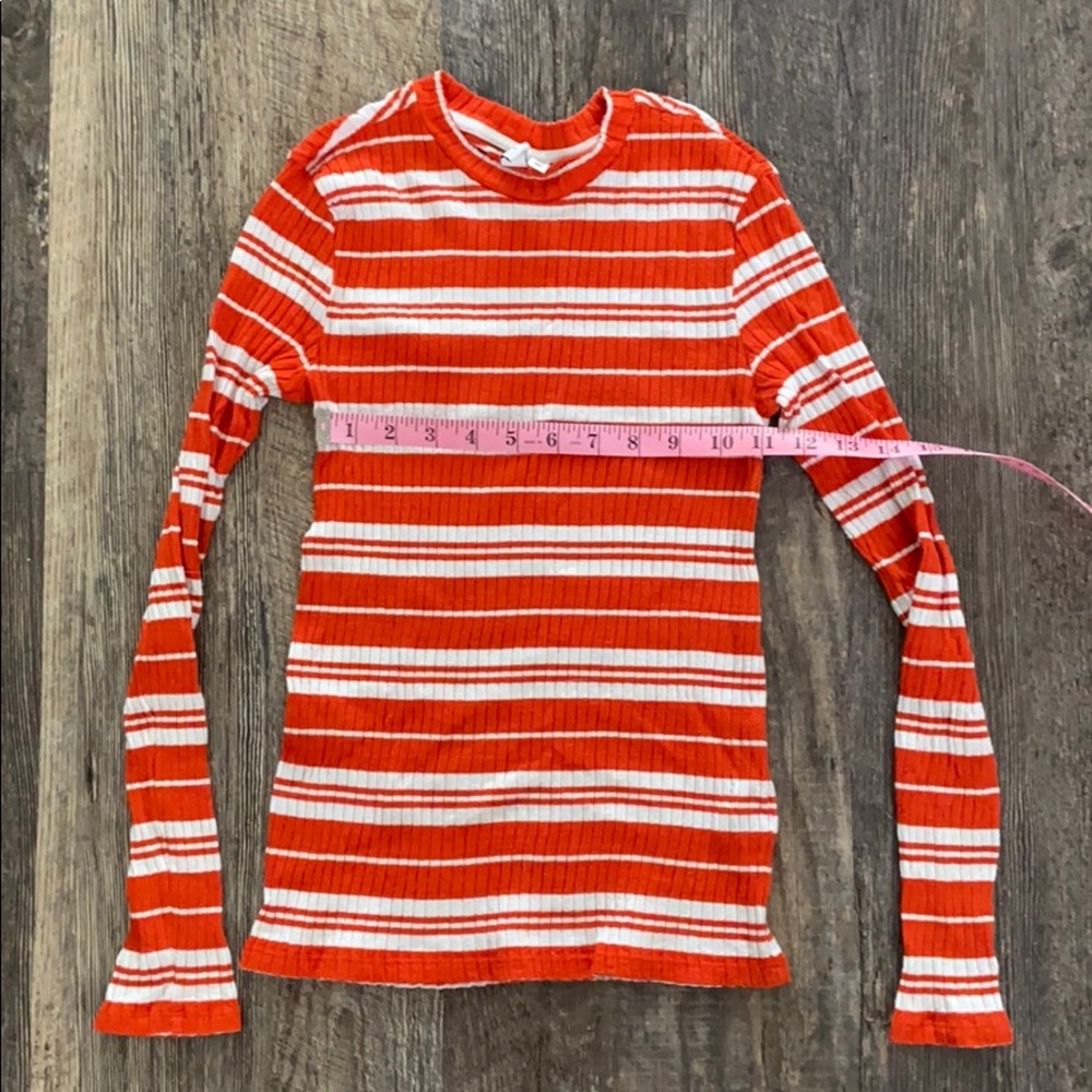 & Other Stories Striped Knit Orange/White Sweater